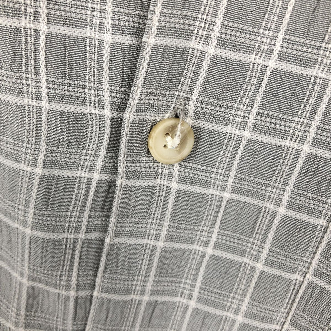 Manhattan Short-Sleeve Open-Collar Poly/Rayon Box Shirt, Men's Size M (approx.) polyester gray type Vintage Second Hand