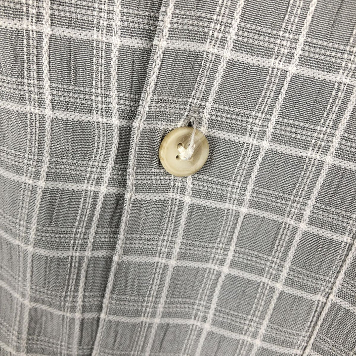 Manhattan Short-Sleeve Open-Collar Poly/Rayon Box Shirt, Men's Size M (approx.) polyester gray type Vintage Second Hand