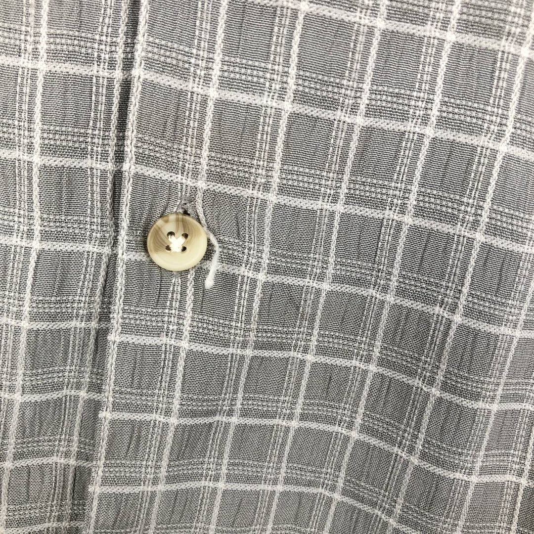 Manhattan Short-Sleeve Open-Collar Poly/Rayon Box Shirt, Men's Size M (approx.) polyester gray type Vintage Second Hand