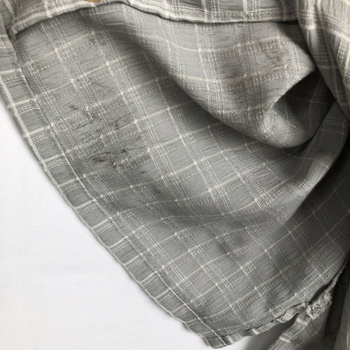 Manhattan Short-Sleeve Open-Collar Poly/Rayon Box Shirt, Men's Size M (approx.) polyester gray type Vintage Second Hand