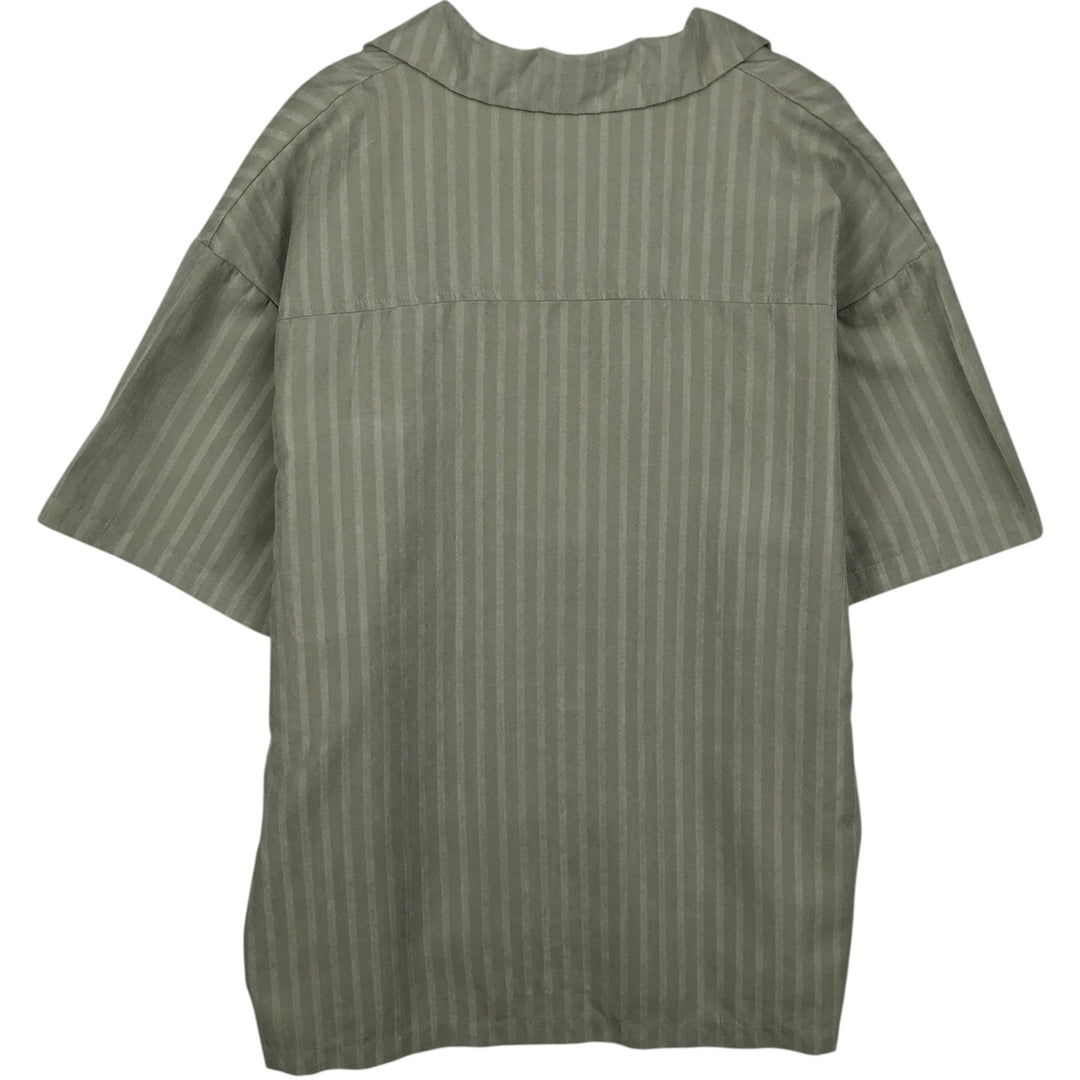 SAOTOME Stripe Pattern Short-Sleeve Open Collar Shirt, Boxy Shirt, Men's Size M (approx.) unclear Khaki type Vintage Second Hand