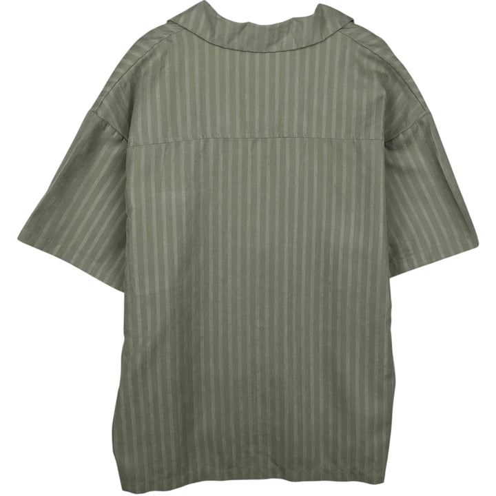 SAOTOME Stripe Pattern Short-Sleeve Open Collar Shirt, Boxy Shirt, Men's Size M (approx.) unclear Khaki type Vintage Second Hand