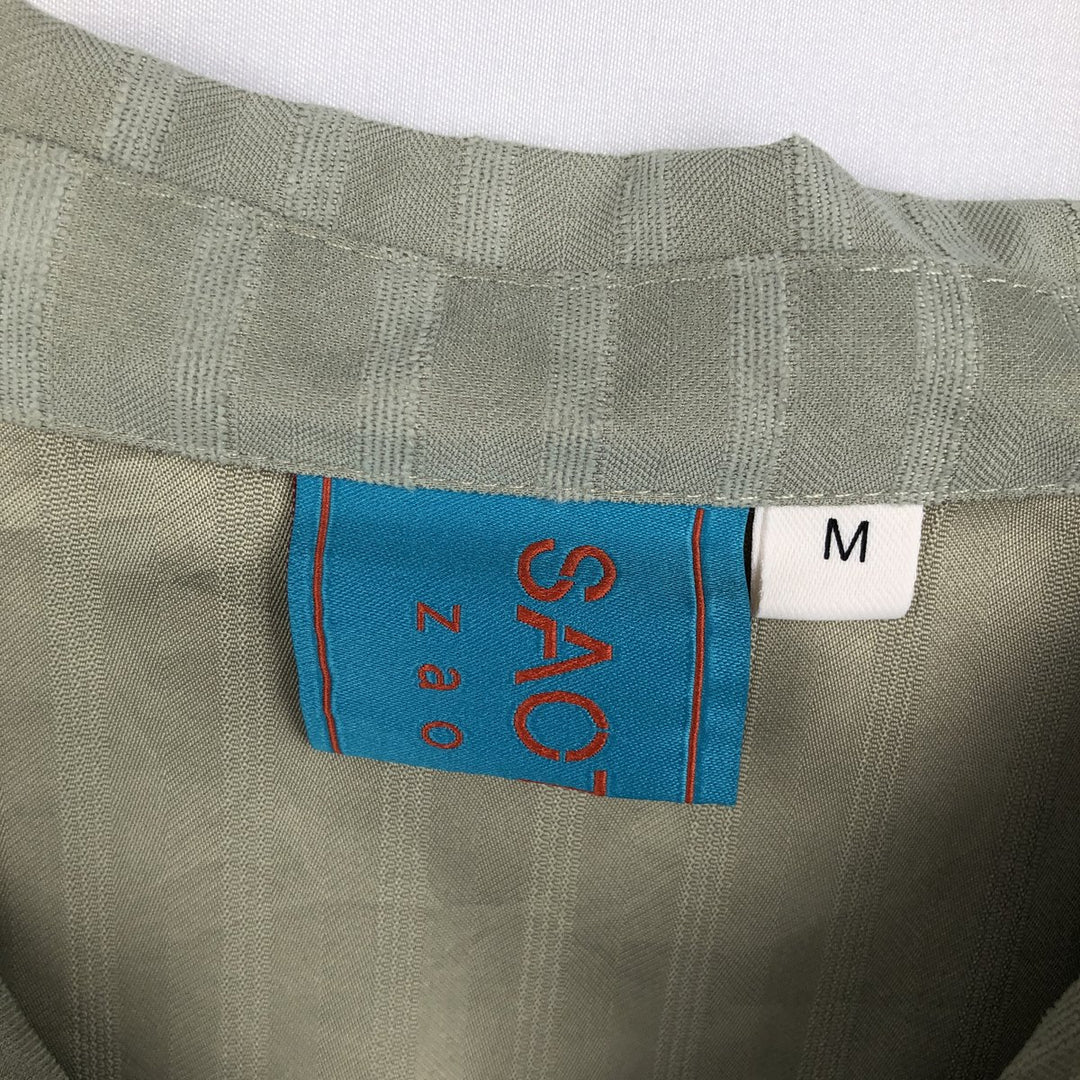 SAOTOME Stripe Pattern Short-Sleeve Open Collar Shirt, Boxy Shirt, Men's Size M (approx.) unclear Khaki type Vintage Second Hand