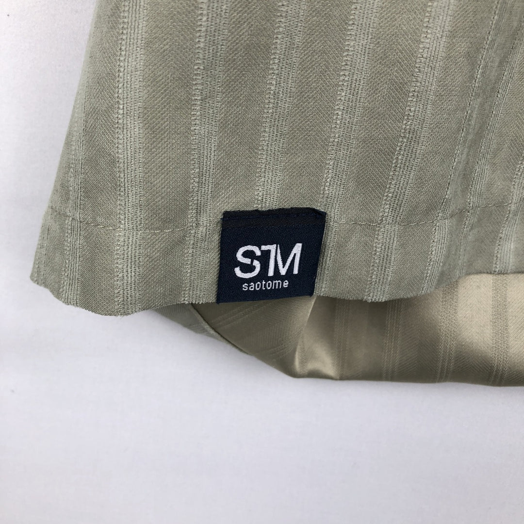 SAOTOME Stripe Pattern Short-Sleeve Open Collar Shirt, Boxy Shirt, Men's Size M (approx.) unclear Khaki type Vintage Second Hand