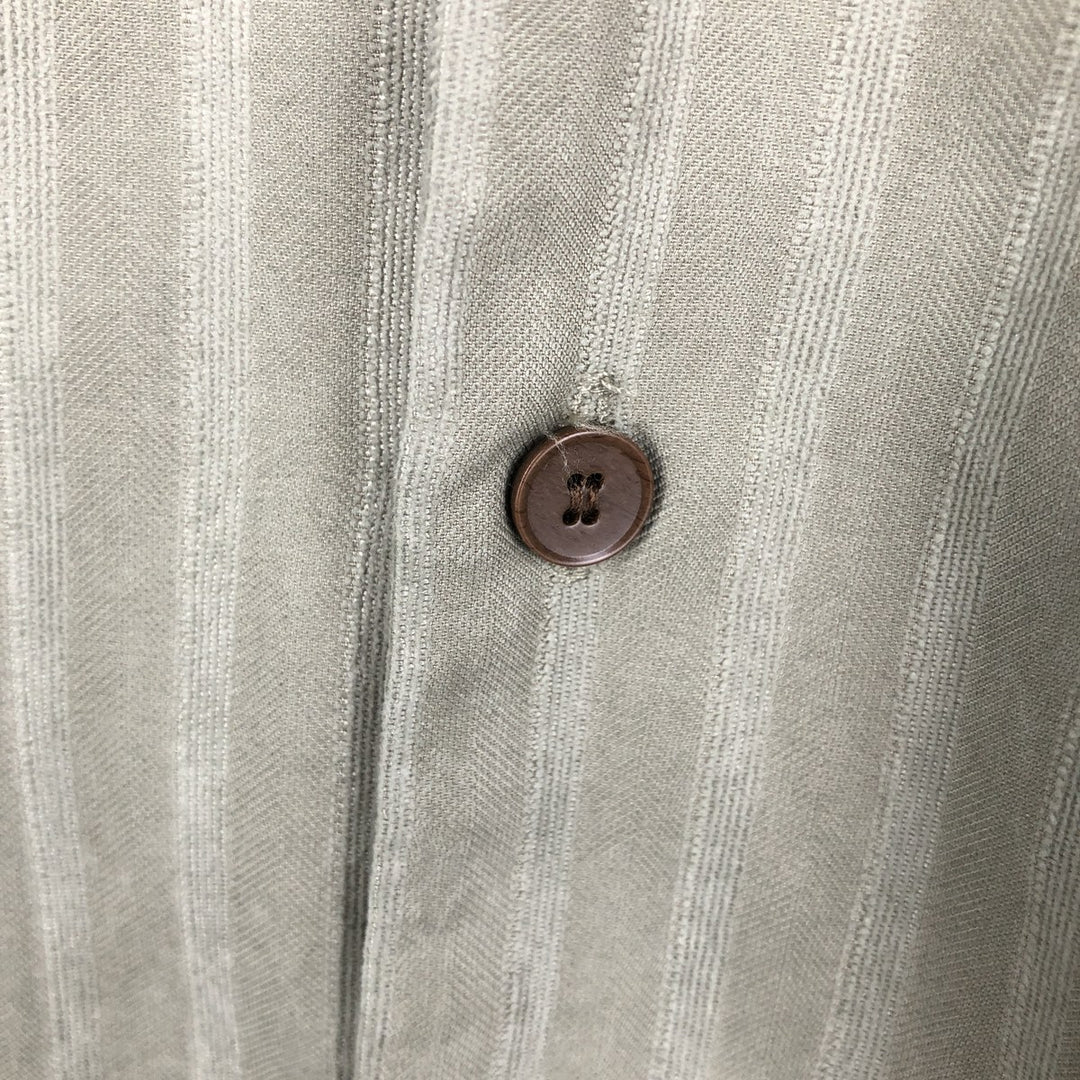 SAOTOME Stripe Pattern Short-Sleeve Open Collar Shirt, Boxy Shirt, Men's Size M (approx.) unclear Khaki type Vintage Second Hand