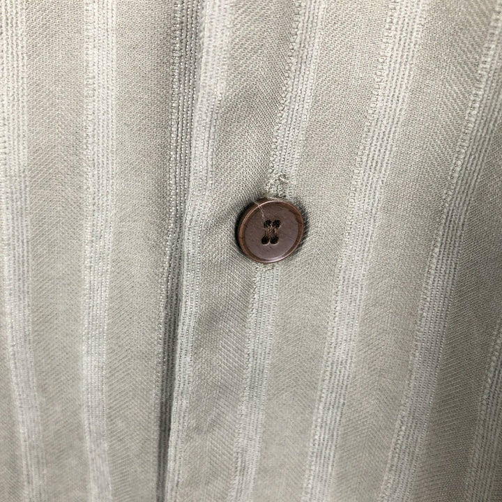 SAOTOME Stripe Pattern Short-Sleeve Open Collar Shirt, Boxy Shirt, Men's Size M (approx.) unclear Khaki type Vintage Second Hand