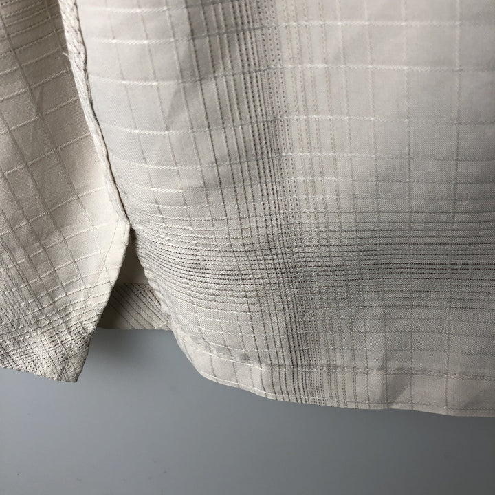 ALFANI All-over print short-sleeved open-collar rayon shirt, boxy fit, men's size XL. Rayon ivory Vintage Second Hand