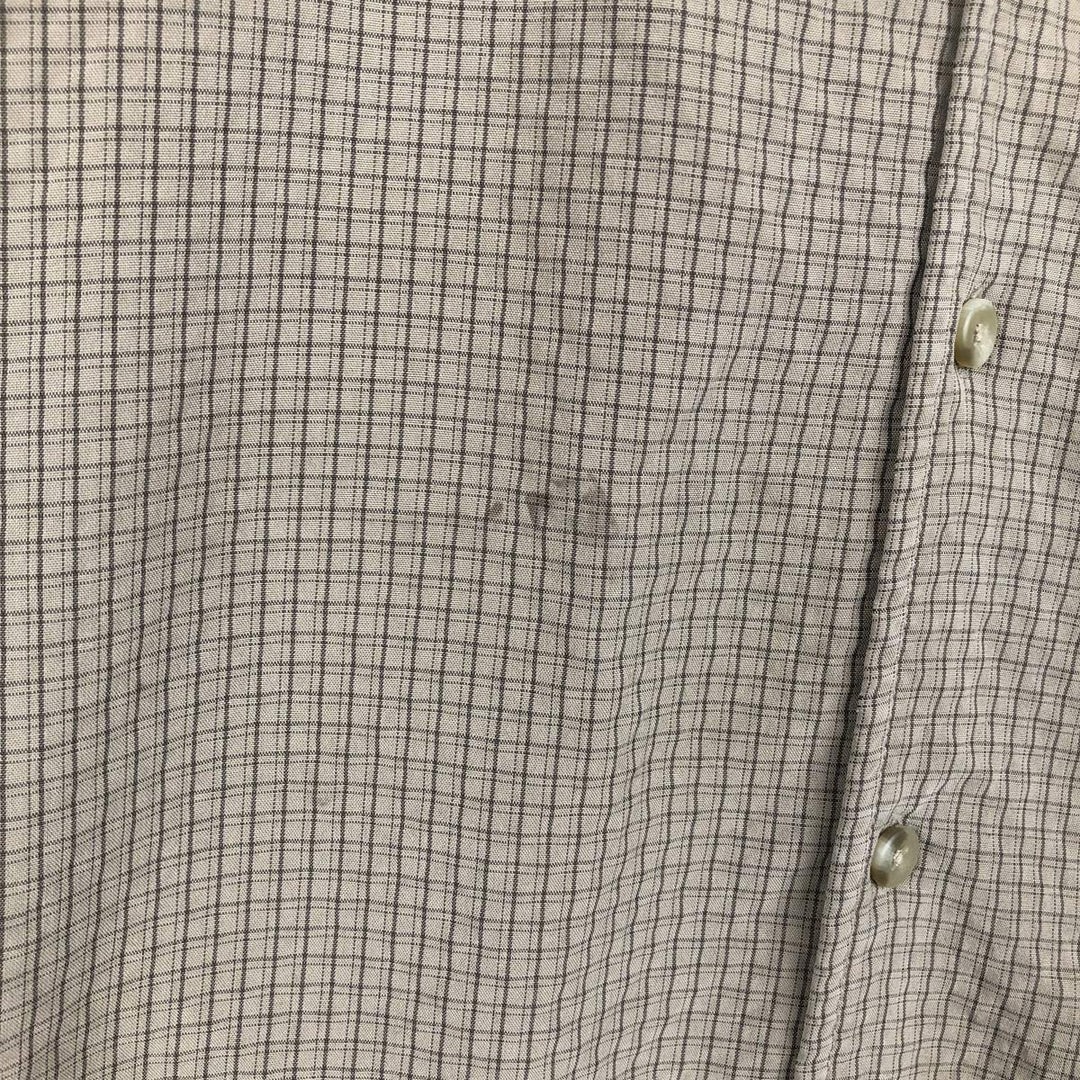 Columbia GRT Check Pattern Open Collar Modal Short Sleeve Box Shirt (Men's Size L) Modal Khaki type beige Vintage Second Hand