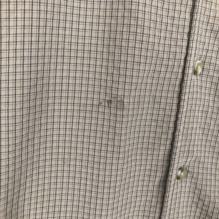 Columbia GRT Check Pattern Open Collar Modal Short Sleeve Box Shirt (Men's Size L) Modal Khaki type beige Vintage Second Hand