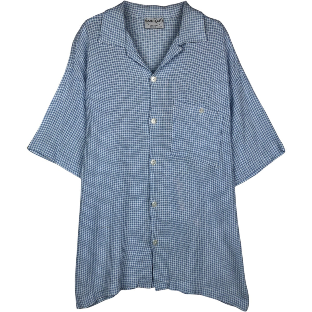 MANTIQUE Short-Sleeve Open-Collar Shirt, Boxy Shirt, Men's Size M (approx.) unclear Blue type light blue Vintage Second Hand