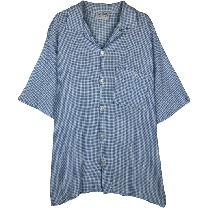 MANTIQUE Short-Sleeve Open-Collar Shirt, Boxy Shirt, Men's Size M (approx.) unclear Blue type light blue Vintage Second Hand