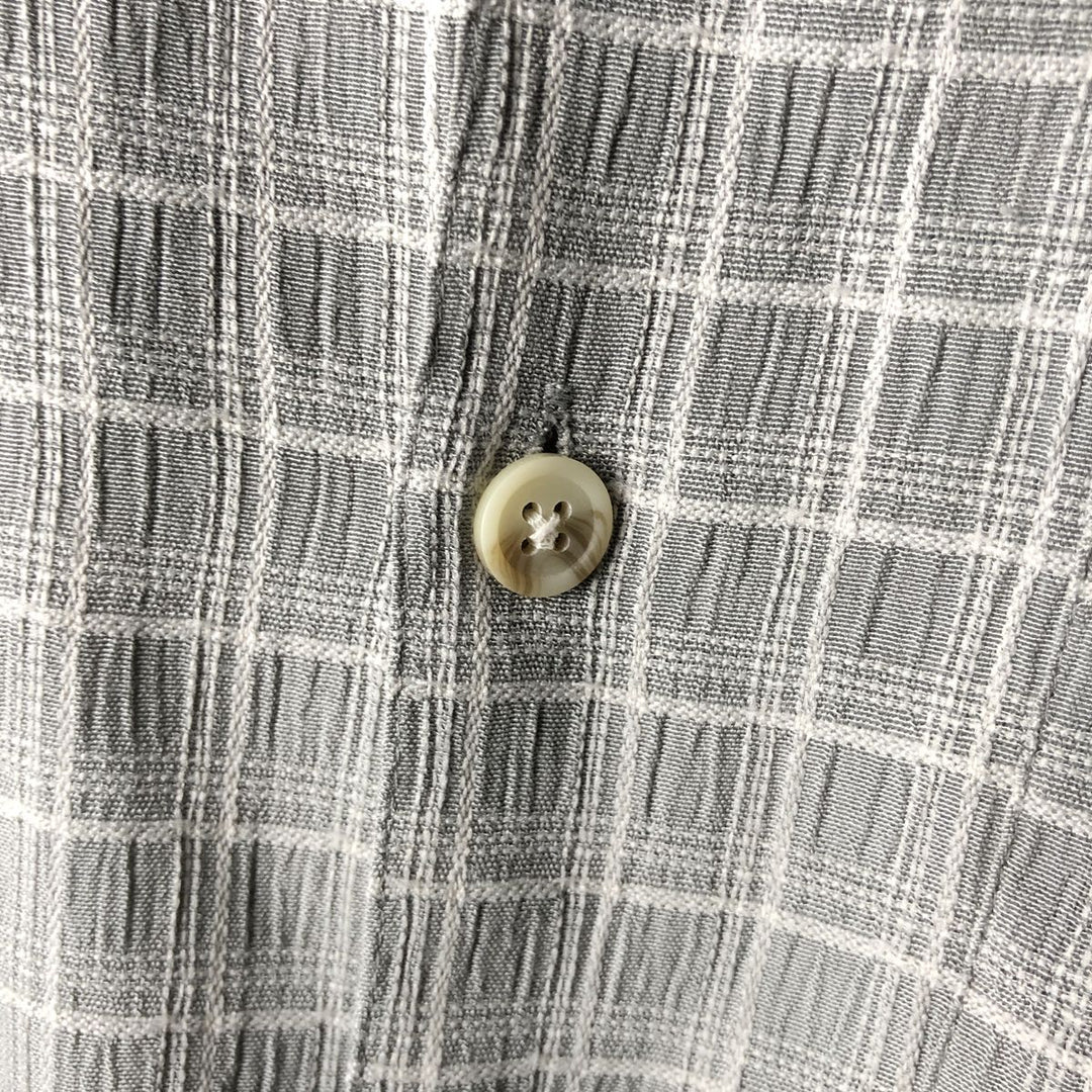Manhattan MANHATTAN Check Pattern Short-Sleeve Open Collar Viscose Shirt Men's Size M (approx.) polyester gray type Vintage Second Hand