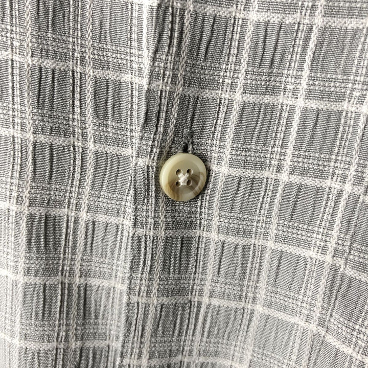 Manhattan MANHATTAN Check Pattern Short-Sleeve Open Collar Viscose Shirt Men's Size M (approx.) polyester gray type Vintage Second Hand
