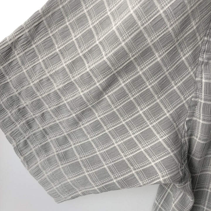 Manhattan MANHATTAN Check Pattern Short-Sleeve Open Collar Viscose Shirt Men's Size M (approx.) polyester gray type Vintage Second Hand