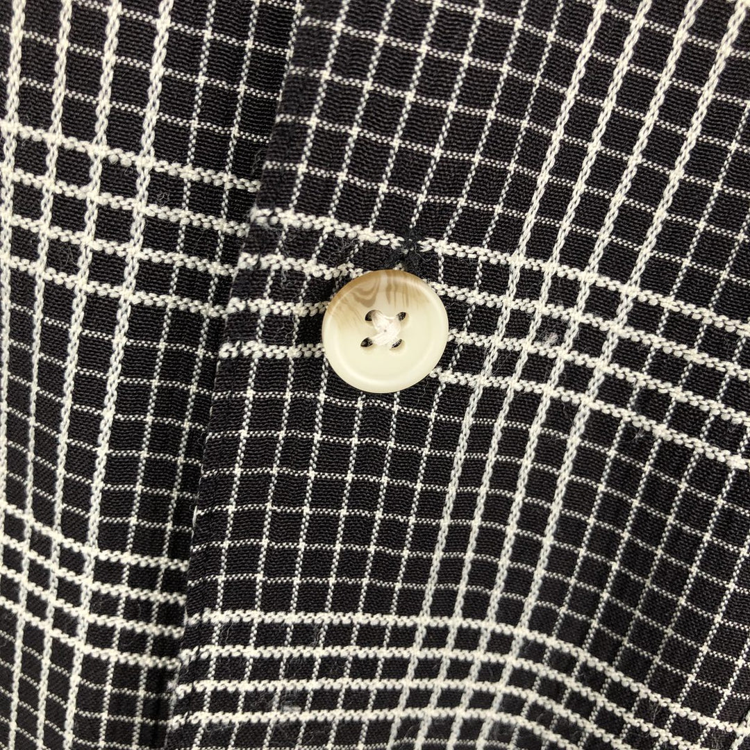 GEORGE Check Pattern Short-Sleeve Open Collar Polyester Shirt, Boxy Fit, Men's Size XL (approx.) polyester black type Vintage Second Hand