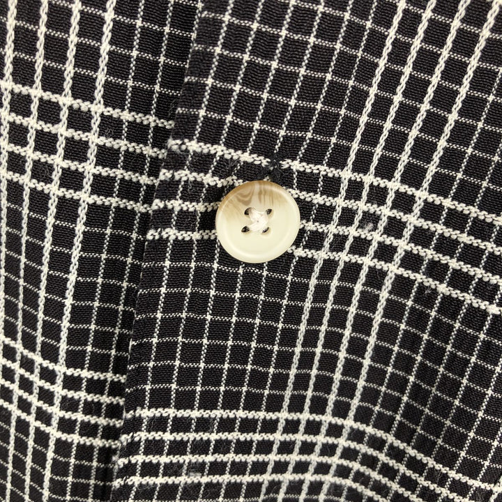 GEORGE Check Pattern Short-Sleeve Open Collar Polyester Shirt, Boxy Fit, Men's Size XL (approx.) polyester black type Vintage Second Hand