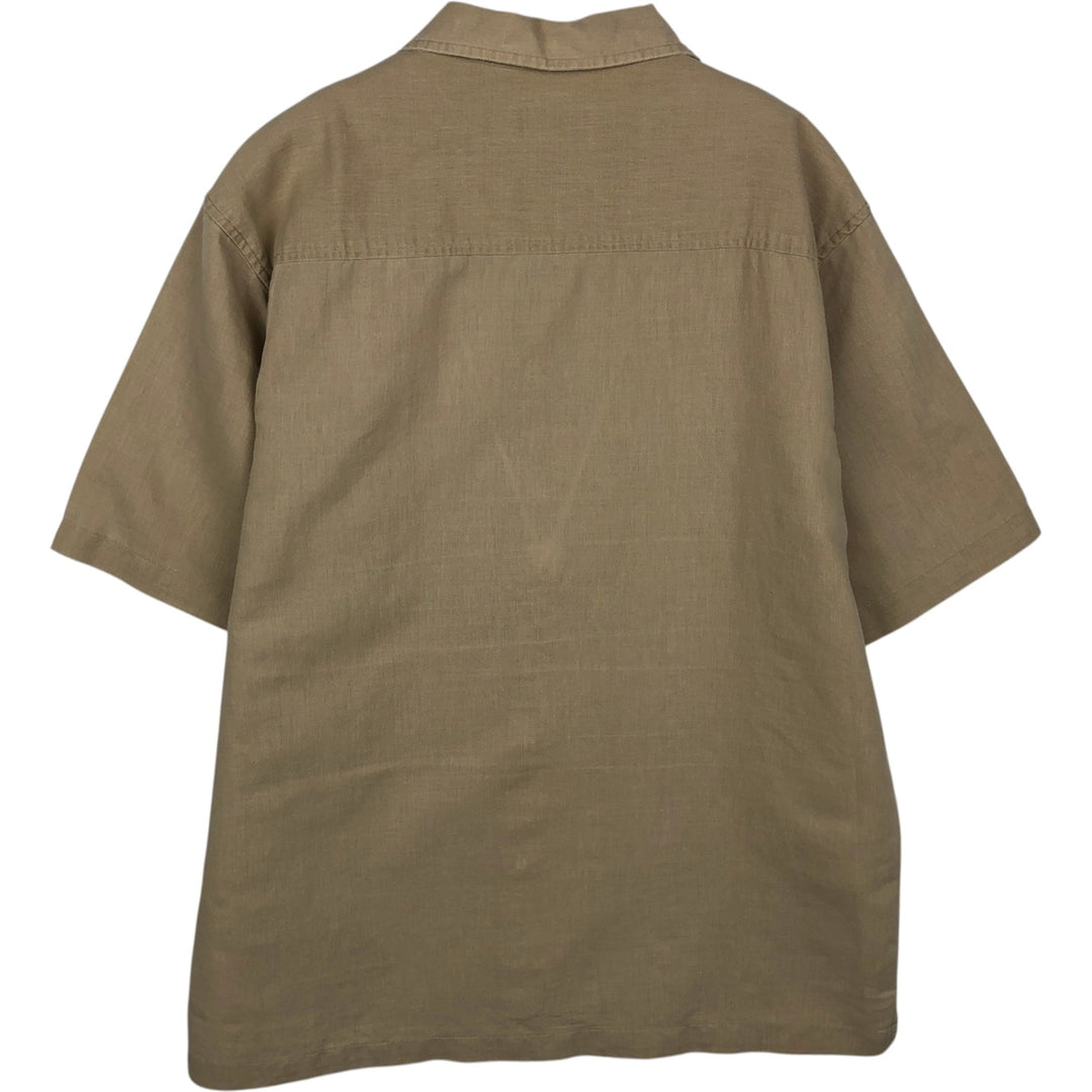 Aldo Conti all-over print short-sleeved open-collar shirt, boxy style, men's size L equivalent. unclear Beige type Vintage Second Hand