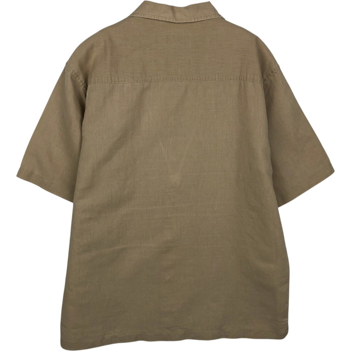 Aldo Conti all-over print short-sleeved open-collar shirt, boxy style, men's size L equivalent. unclear Beige type Vintage Second Hand