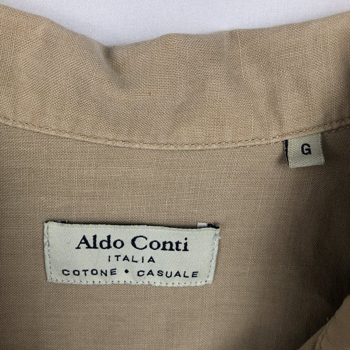 Aldo Conti all-over print short-sleeved open-collar shirt, boxy style, men's size L equivalent. unclear Beige type Vintage Second Hand