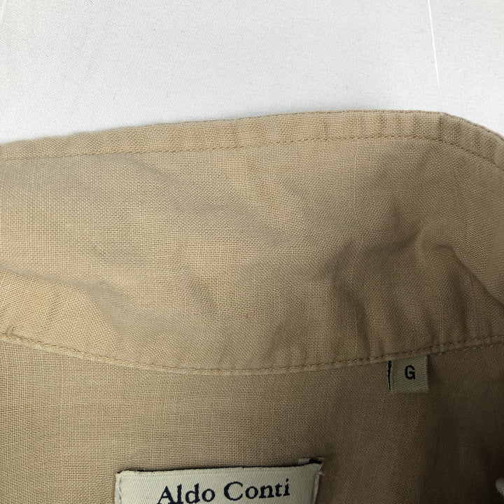 Aldo Conti all-over print short-sleeved open-collar shirt, boxy style, men's size L equivalent. unclear Beige type Vintage Second Hand