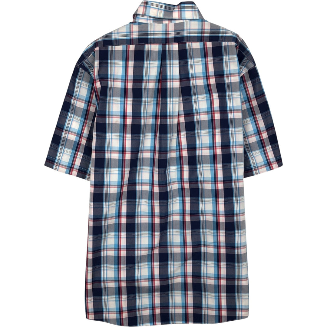 Brooks Brothers 1818 short sleeve button down check shirt, men's size L cotton blue type Vintage Second Hand