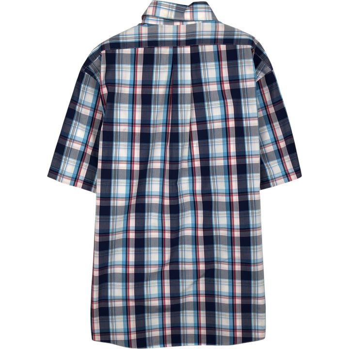 Brooks Brothers 1818 short sleeve button down check shirt, men's size L cotton blue type Vintage Second Hand