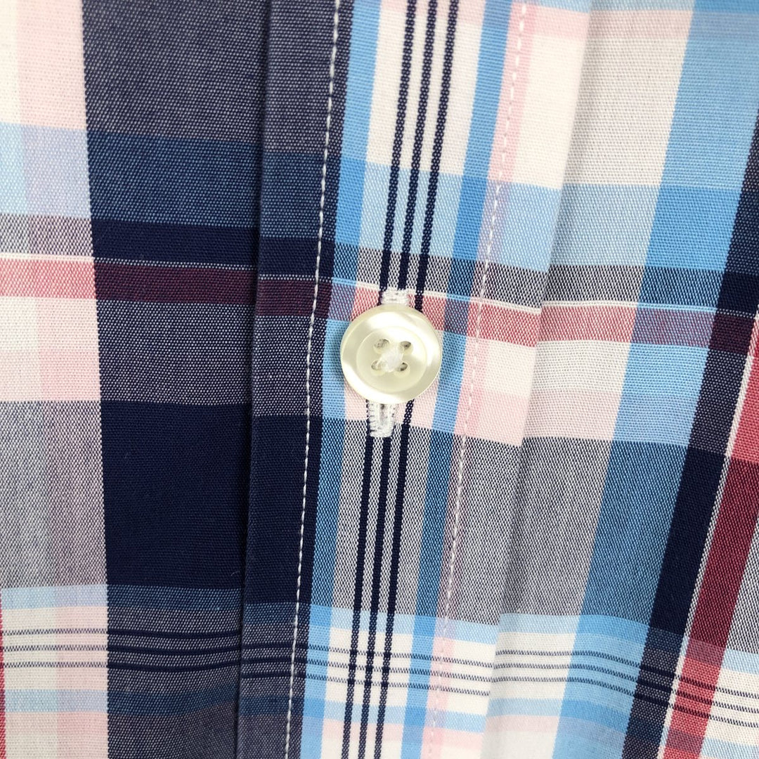 Brooks Brothers 1818 short sleeve button down check shirt, men's size L cotton blue type Vintage Second Hand