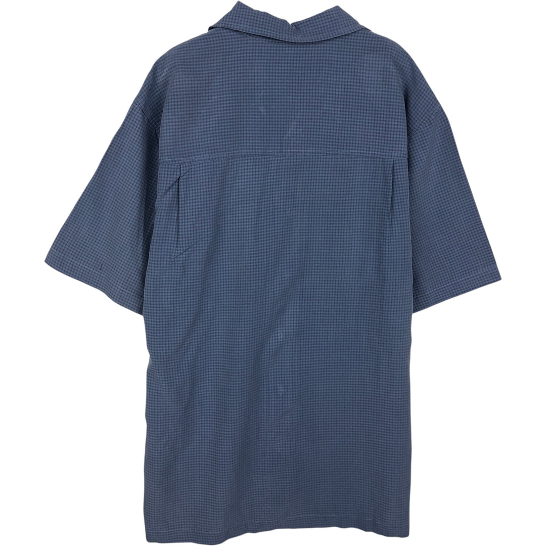 Counter Check Pattern Short-Sleeve Open Collar Rayon Shirt, Boxy Shirt, Men's Size M (approx.) Rayon blue type Vintage Second Hand