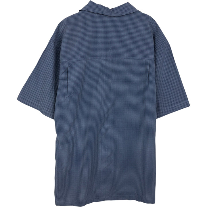 Counter Check Pattern Short-Sleeve Open Collar Rayon Shirt, Boxy Shirt, Men's Size M (approx.) Rayon blue type Vintage Second Hand