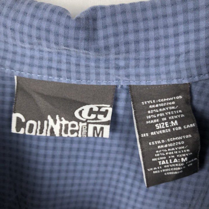 Counter Check Pattern Short-Sleeve Open Collar Rayon Shirt, Boxy Shirt, Men's Size M (approx.) Rayon blue type Vintage Second Hand