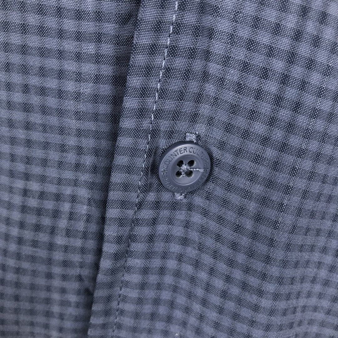 Counter Check Pattern Short-Sleeve Open Collar Rayon Shirt, Boxy Shirt, Men's Size M (approx.) Rayon blue type Vintage Second Hand