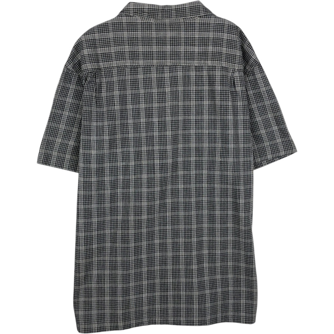 Calvin Klein Check Pattern Short-Sleeve Open Collar Cotton Shirt, Boxy Shirt, Men's Size L (approx.) unclear gray type Vintage Second Hand