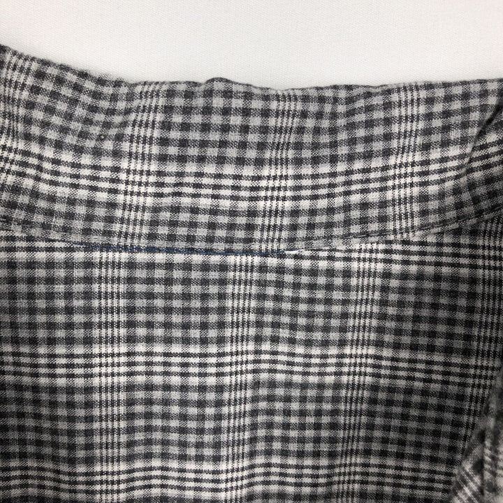 Calvin Klein Check Pattern Short-Sleeve Open Collar Cotton Shirt, Boxy Shirt, Men's Size L (approx.) unclear gray type Vintage Second Hand