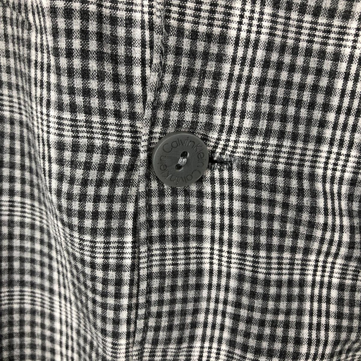 Calvin Klein Check Pattern Short-Sleeve Open Collar Cotton Shirt, Boxy Shirt, Men's Size L (approx.) unclear gray type Vintage Second Hand