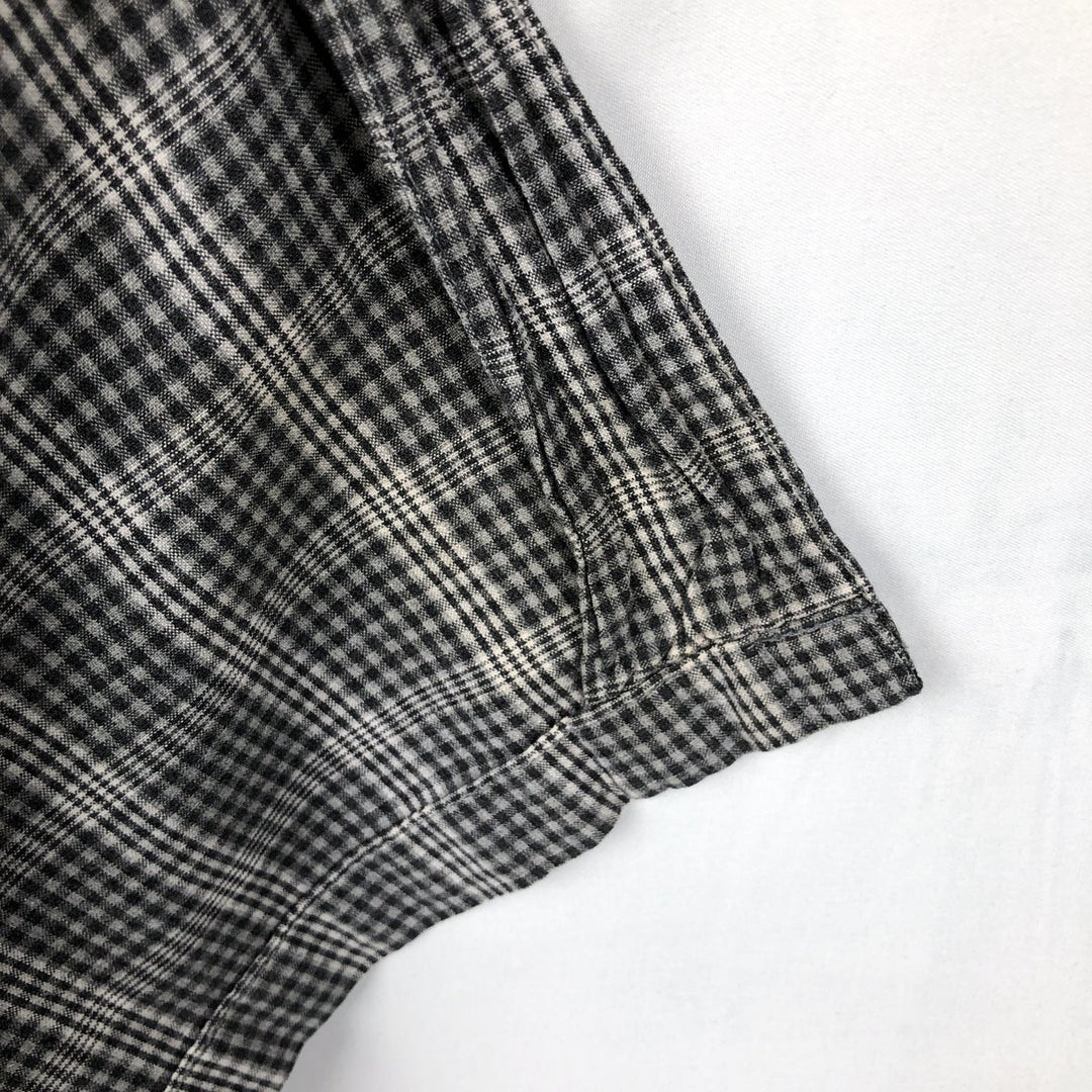 Calvin Klein Check Pattern Short-Sleeve Open Collar Cotton Shirt, Boxy Shirt, Men's Size L (approx.) unclear gray type Vintage Second Hand