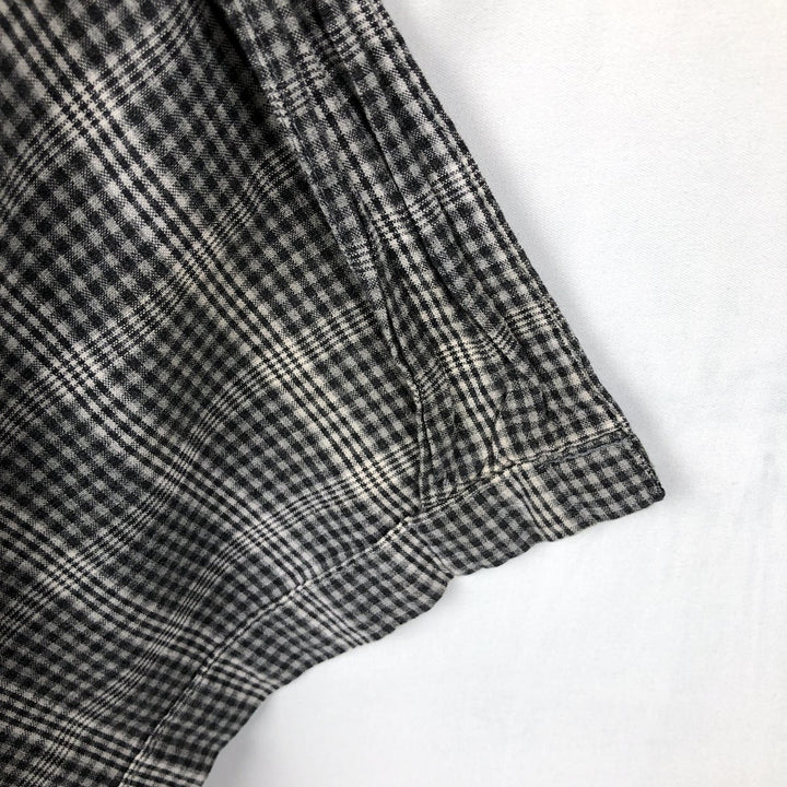 Calvin Klein Check Pattern Short-Sleeve Open Collar Cotton Shirt, Boxy Shirt, Men's Size L (approx.) unclear gray type Vintage Second Hand