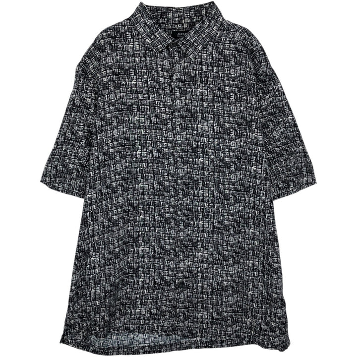 Alfani REEGULAR FIT All-over print short-sleeved rayon shirt, boxy fit, men's size XL. Rayon black type Vintage Second Hand