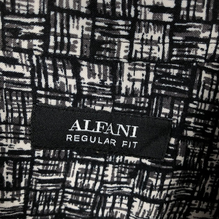 Alfani REEGULAR FIT All-over print short-sleeved rayon shirt, boxy fit, men's size XL. Rayon black type Vintage Second Hand