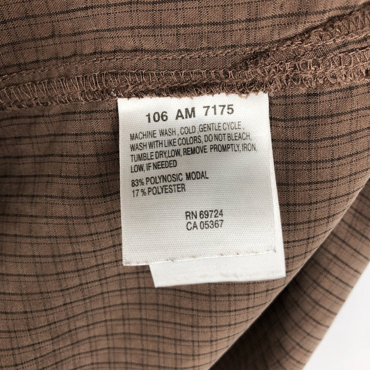 Columbia XCO Check Pattern Short-Sleeve Open-Collar Rayon Shirt, Boxy Fit, Men's Size L Modal brown type Vintage Second Hand