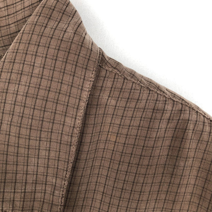Columbia XCO Check Pattern Short-Sleeve Open-Collar Rayon Shirt, Boxy Fit, Men's Size L Modal brown type Vintage Second Hand