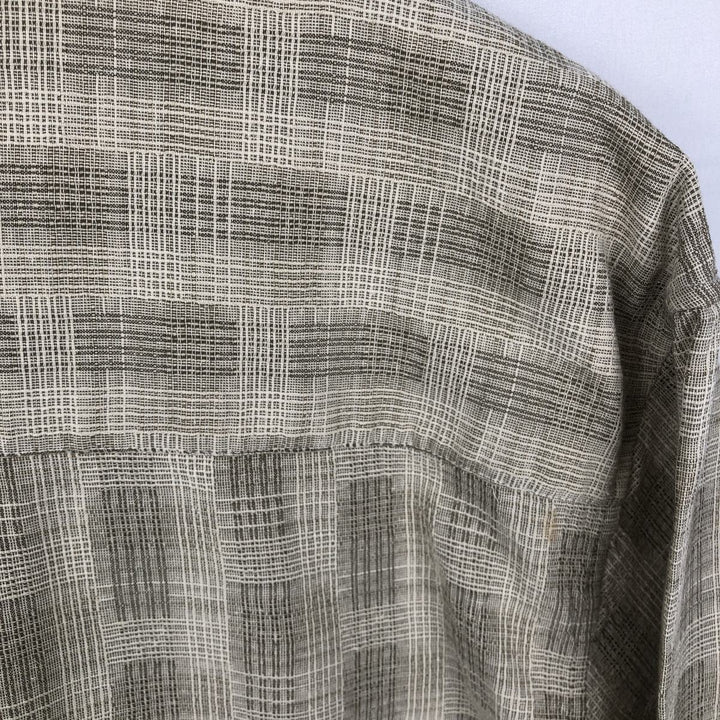 Jos. A. Bank all-over print short-sleeved open-collar silk x cotton box shirt, men's size L. silk Beige type Vintage Second Hand
