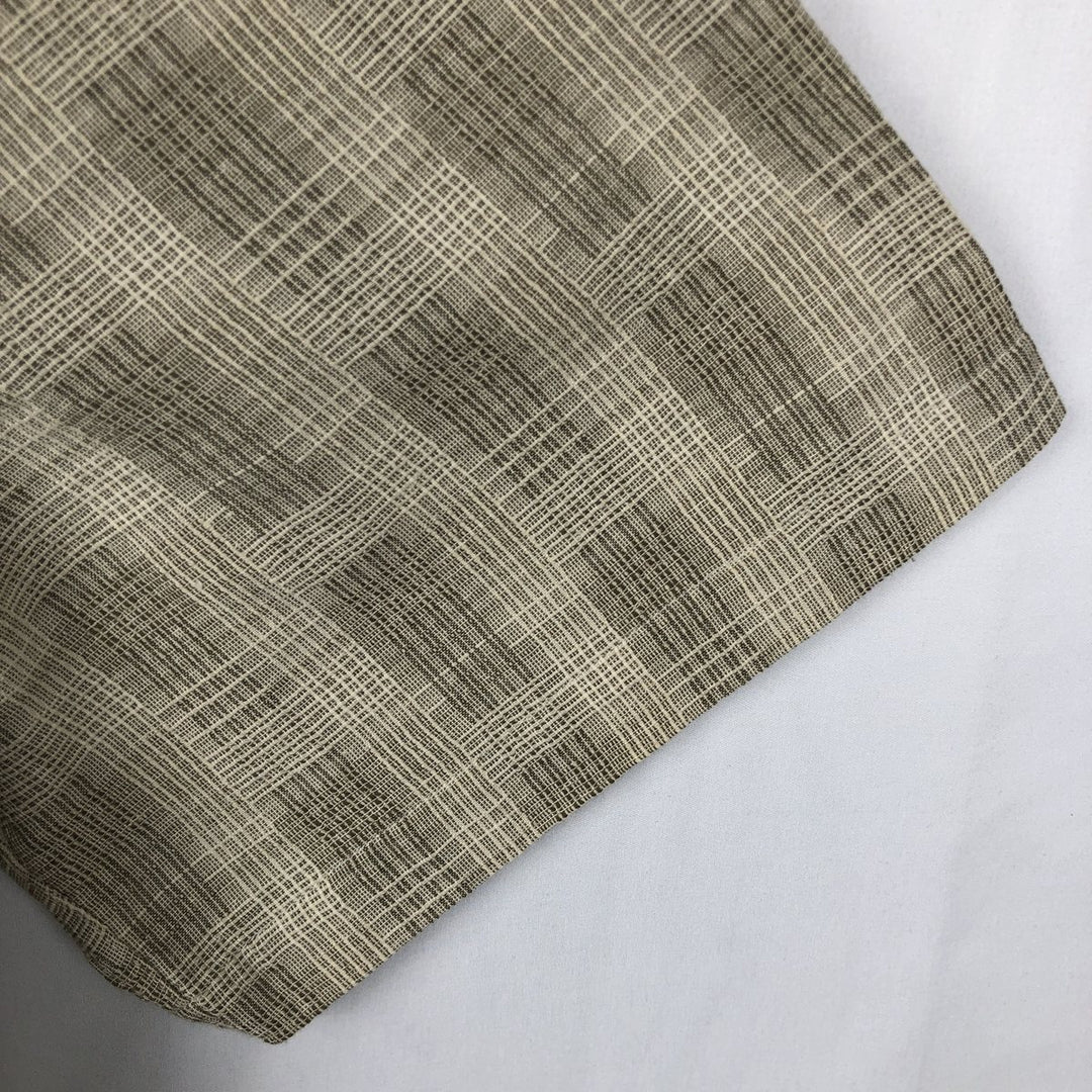 Jos. A. Bank all-over print short-sleeved open-collar silk x cotton box shirt, men's size L. silk Beige type Vintage Second Hand