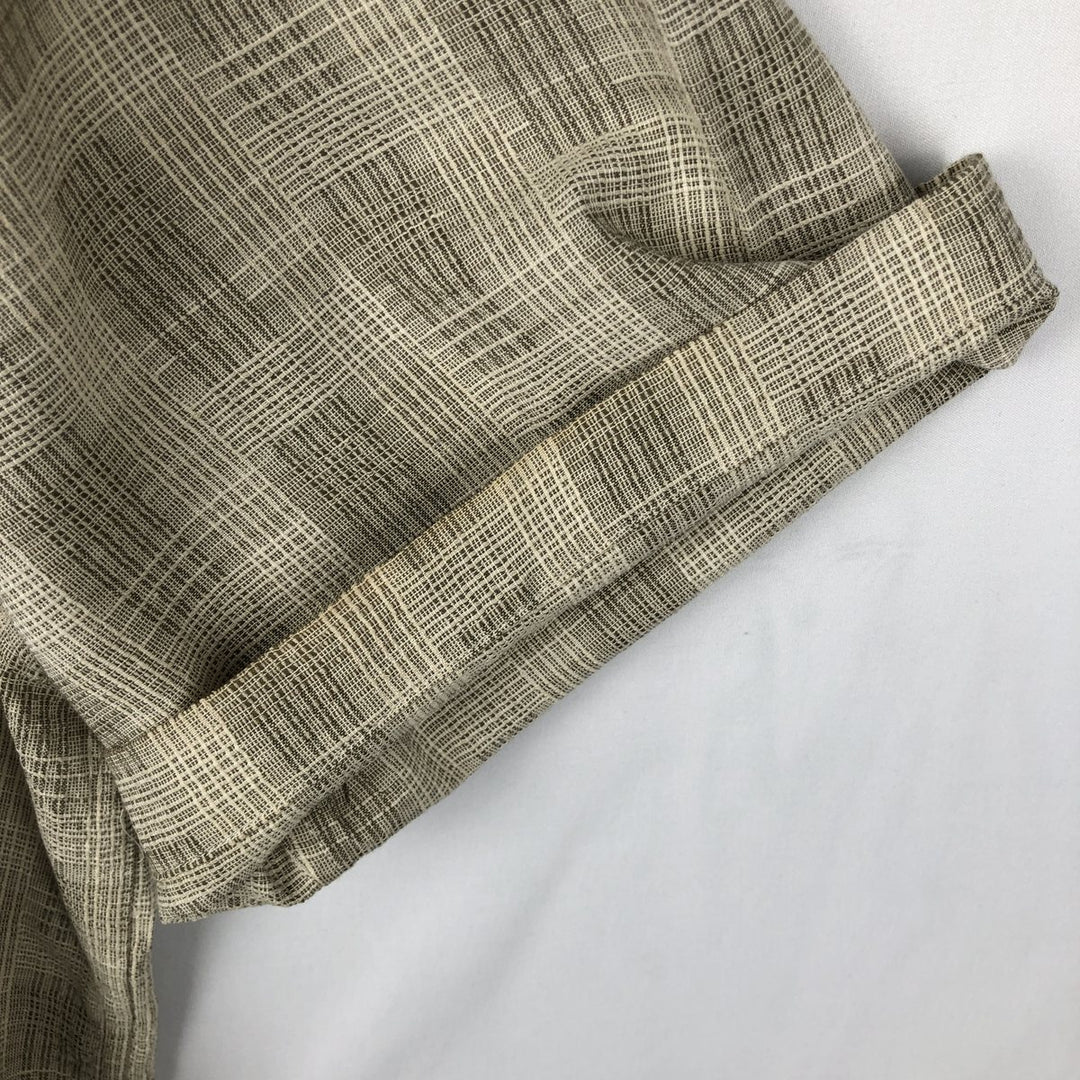 Jos. A. Bank all-over print short-sleeved open-collar silk x cotton box shirt, men's size L. silk Beige type Vintage Second Hand