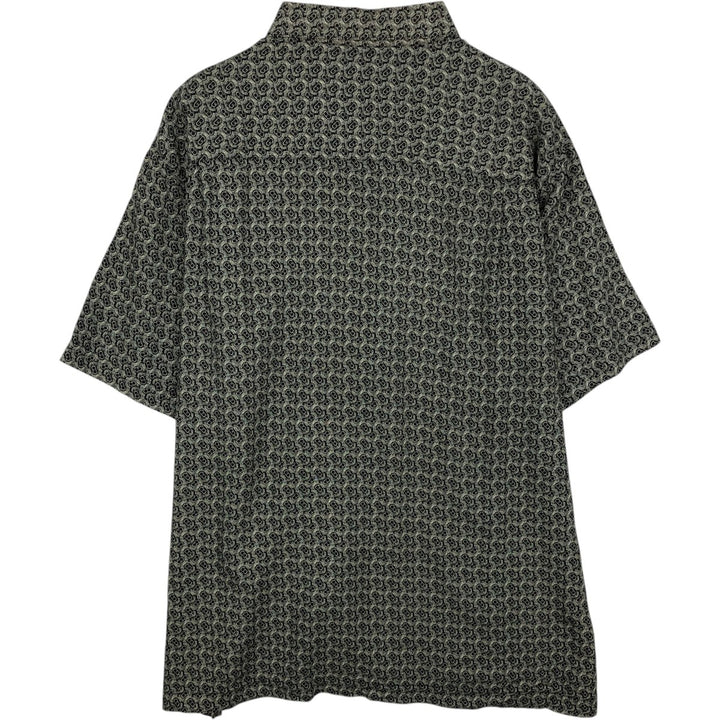 All-over print short-sleeved rayon shirt, boxy fit, men's size XL. Rayon green type Vintage Second Hand