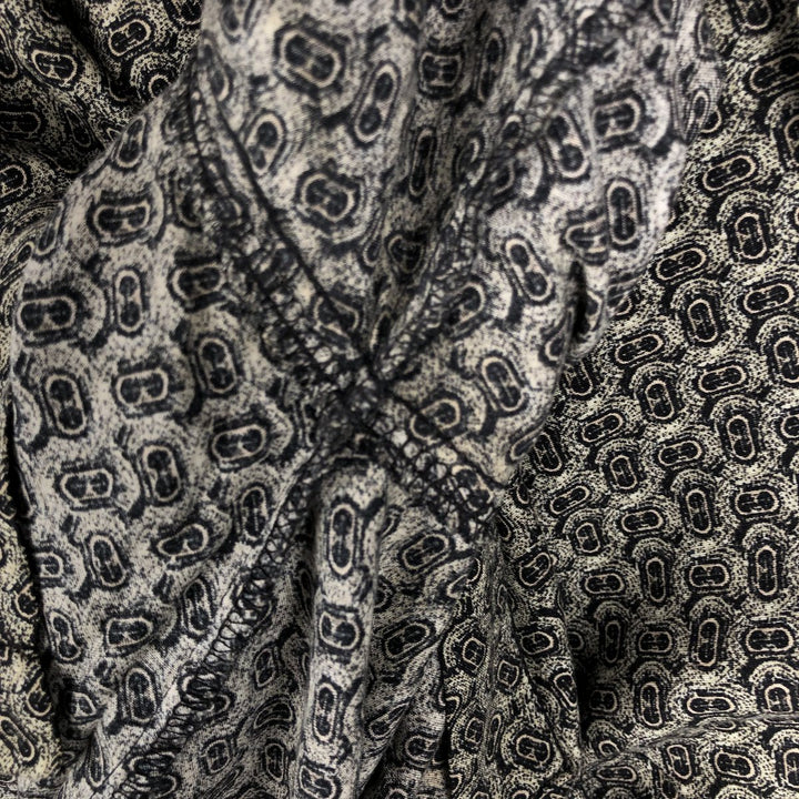 All-over print short-sleeved rayon shirt, boxy fit, men's size XL. Rayon green type Vintage Second Hand