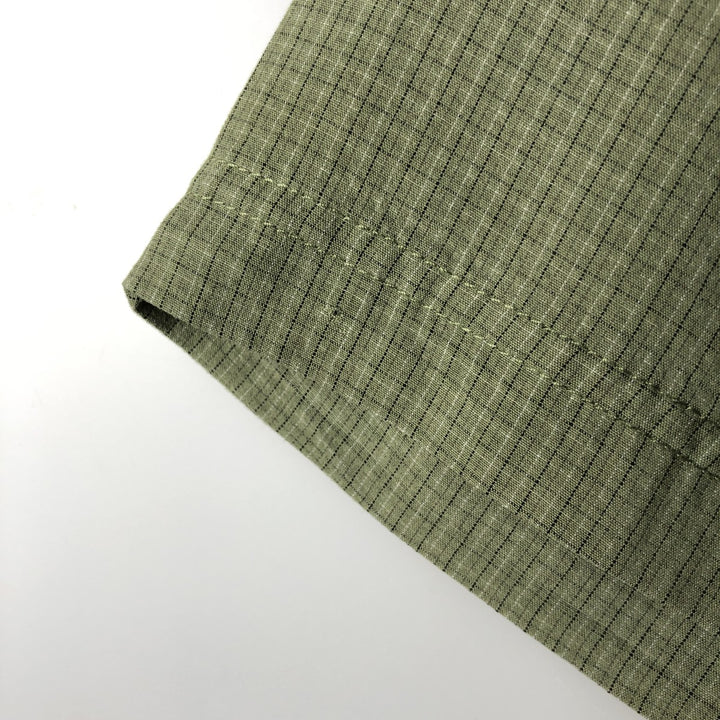 Columbia GRT Check Pattern Button-Down Short-Sleeve Viscose Shirt, Men's Size L (approx.) Viscose Khaki type sage green Vintage Second Hand