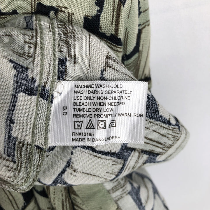 CAMPIA All-over print short-sleeved rayon shirt, boxy fit, men's size XL. Rayon green type Vintage Second Hand
