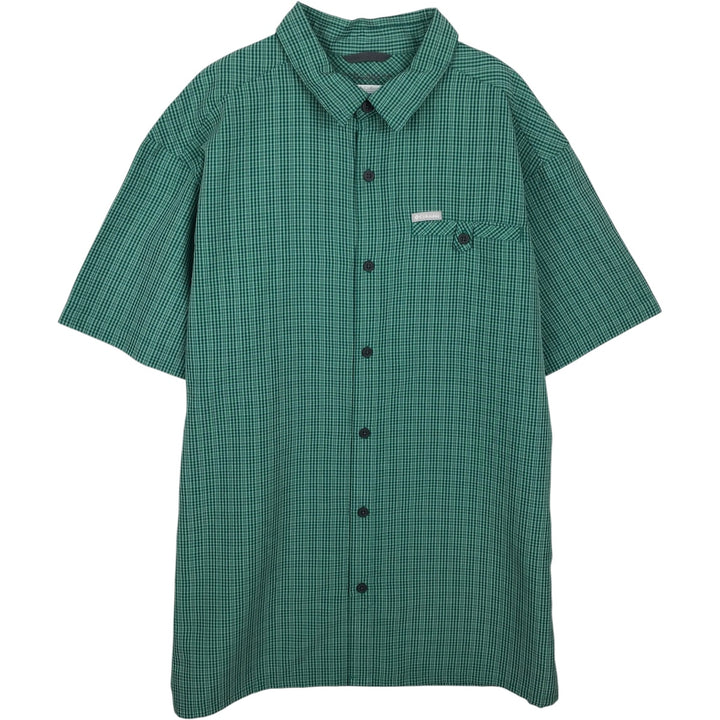 Columbia OMNI SHADE Check Pattern Short-Sleeve Modal x Poly Shirt, Boxy Shirt, Men's Size XL (approx.) Modal green type Vintage Second Hand