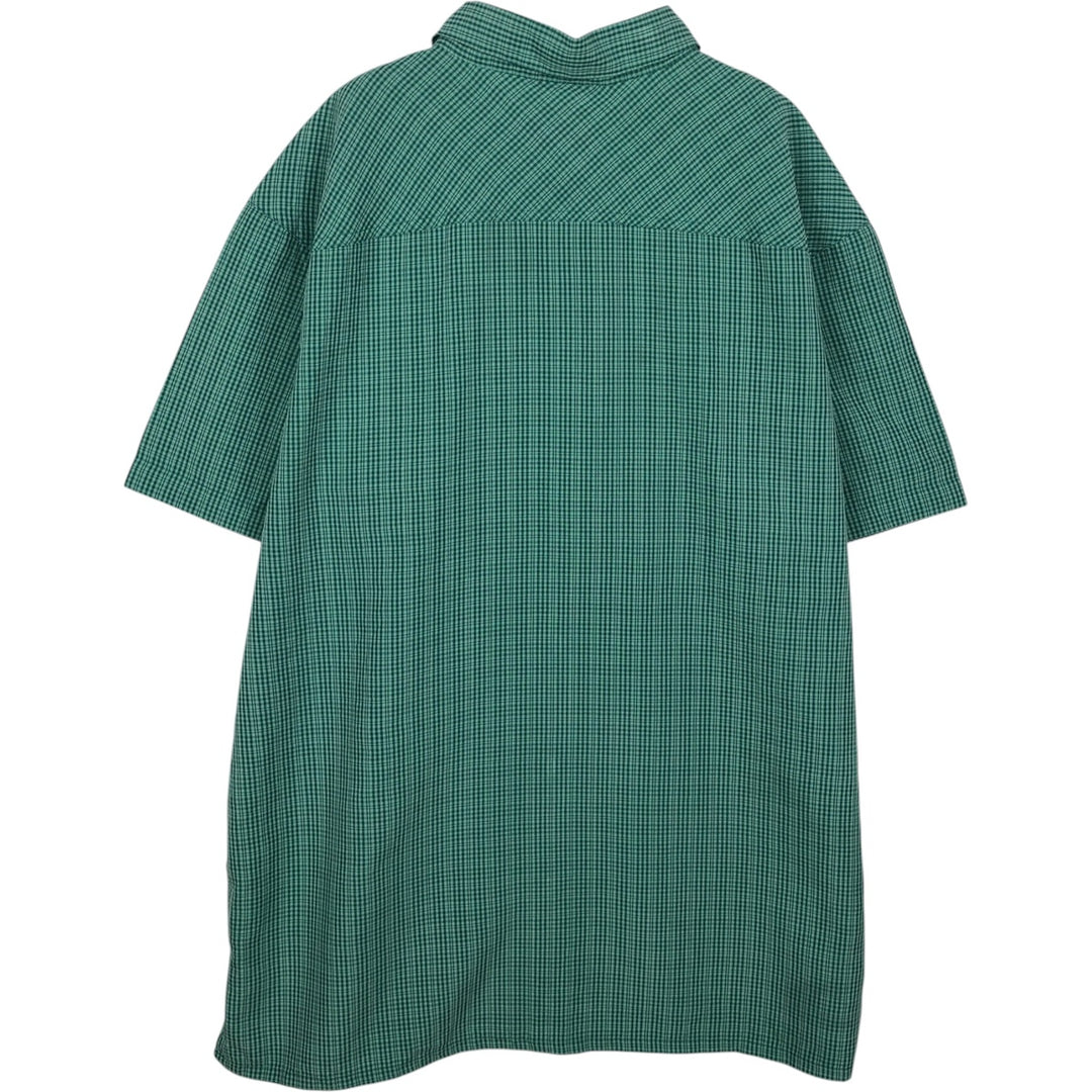 Columbia OMNI SHADE Check Pattern Short-Sleeve Modal x Poly Shirt, Boxy Shirt, Men's Size XL (approx.) Modal green type Vintage Second Hand