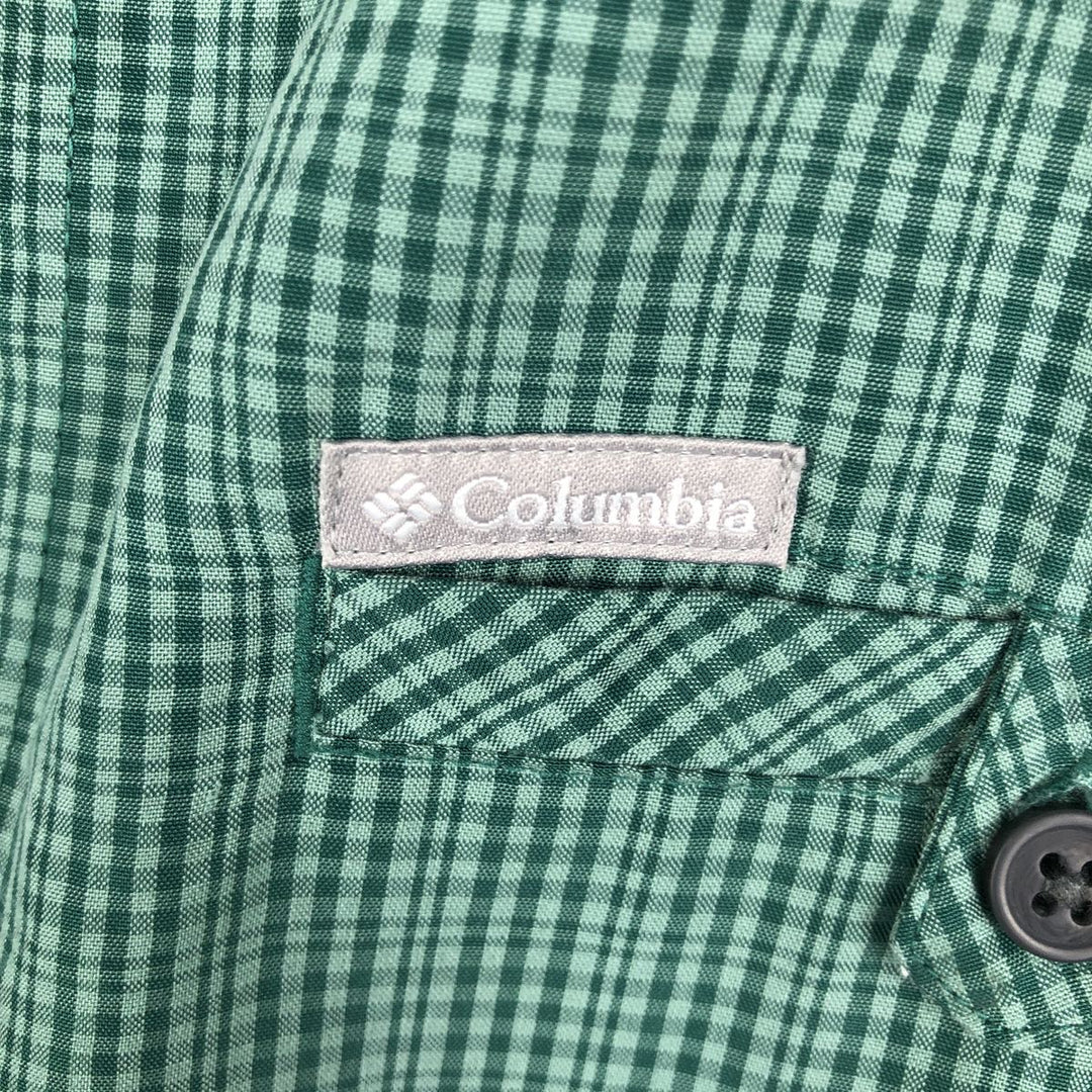 Columbia OMNI SHADE Check Pattern Short-Sleeve Modal x Poly Shirt, Boxy Shirt, Men's Size XL (approx.) Modal green type Vintage Second Hand
